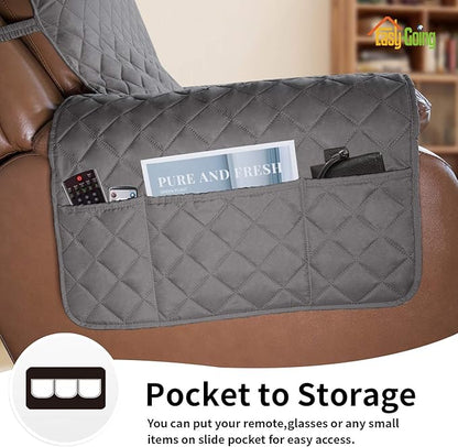 Easy-Going Oversized Recliner Cover Reversible Couch Cover Sofa Cover for Living Room Water Resistant Furniture Protector with Elastic Straps for Pets Dog (Oversized Recliner, Gray/Light Gray)