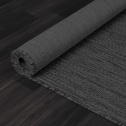Washable Indoor Outdoor Rug 5x7 Weather Resistant Area Rugs Modern Solid for Porch Deck Balcony Backyard Patio Outside Carpet (5 X 7 Dark Grey)