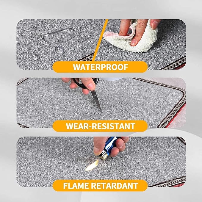 AC 110V Heated Floor Mat for Foot, Gray Carbon Crystal Heating Pad, Electric Heated Foot Warmers for Office, Home