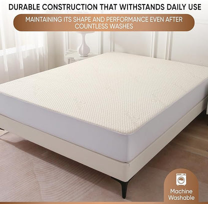 Luxury Waterproof Organic Mattress Protector Twin XL - Organic Cotton Breathable Mattress Pad Cover - Premium 380 GSM Comfort - Deep Pocket - Jersey Cotton Skirt - Fitted Design