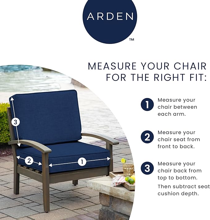 Arden Outdoor Deep Seat Cushion Set, 24 in x 24 in, Weather-Proof, Rain-Proof, Fade Resistant Patio Cushion for Chair, Sofa, and Couch Simone Blue Tropical