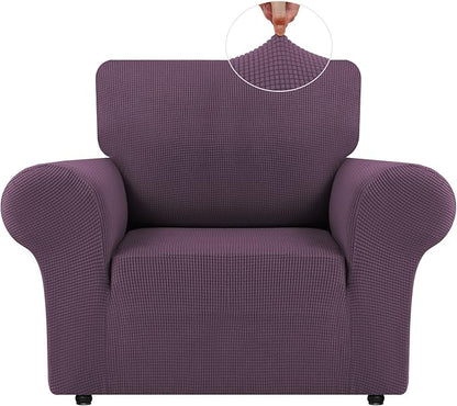 LURKA Stretch Chair Sofa Slipcovers 1 Piece Couch Covers for Sofa Furniture Protector Full Sofa Covers with Elastic Bottom for Kids and Dog (Small,Purple)