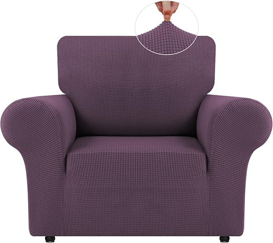 LURKA Stretch Chair Sofa Slipcovers 1 Piece Couch Covers for Sofa Furniture Protector Full Sofa Covers with Elastic Bottom for Kids and Dog (Small,Purple)