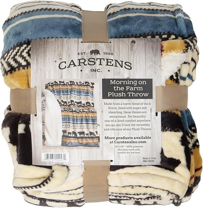 CARSTENS, INC. Ultra Premium Super Soft Plush Sherpa Fleece Oversized Throw Blanket 54" x 68", Morning on The Farm