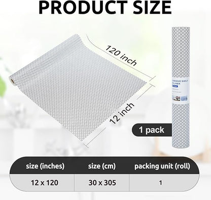 RAY STAR 12X120 Inch Shelf Liner for Kitchen Cabinets, Non-Adhesive Cabinet Liner Washable, PVC Drawer Liner for Dresser Non-Slip Bathroom (Black Circle)(1 Roll)