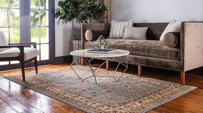 Unique Loom Voyage Collection Traditional Oriental Classic Intricate Design Area Rug (6' 0 x 9' 0 Rectangular, Light Blue/Gold)
