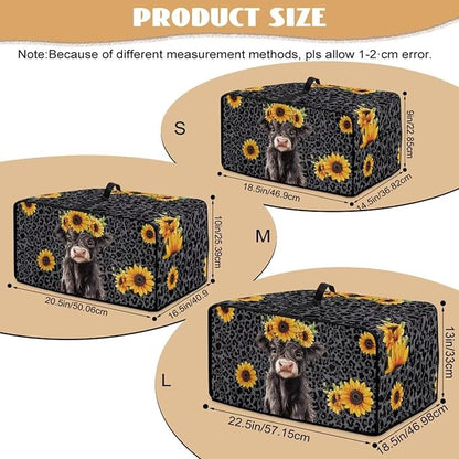 Air Fryer Toaster Oven Dust Cover with Storage Pockets, Stain-resistant Countertop Convection Oven Cover Kitchen Appliance Decor, L, Highland Cow Sunflower Dark Gray
