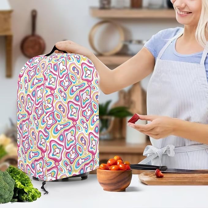 Psychedelic Abstract Coffee Machine Dust Cover Universal Design Compatible with Blender Juicer Food Processor Washable Oil Proof Food Processor Protective Cover with Top Handle