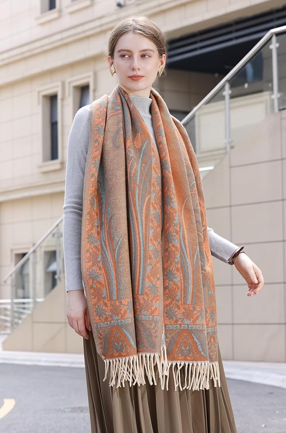 Wander Agio Warm Fashion Scarf Long Shawl Large Blanket Winter Wraps Scarves for Women Cashmere Jacquard Vintage Paisley