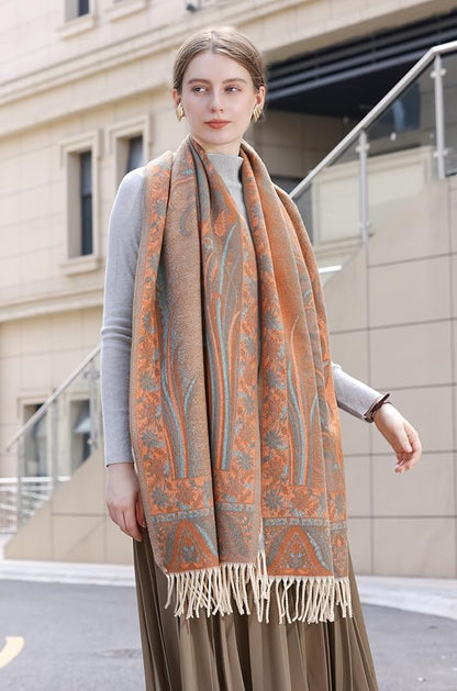 Wander Agio Warm Fashion Scarf Long Shawl Large Blanket Winter Wraps Scarves for Women Cashmere Jacquard Vintage Paisley