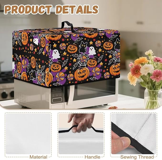 Microwave Oven Grill Cover, Halloween Pumpkin Waterproof Heat-Resistant Anti-Scratch Protective Cover Case for Countertop Microwave Oven Stylish Microwaves Ovens Covers