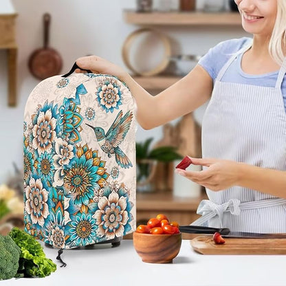 Bohe Flower Birds Blender Dust Covers with Drawstring, Stand Mixer or Coffee Maker Appliance Cover, Anti Fingerprint Dust Proof Stain Resistant Blender Cover for Home Kitchen