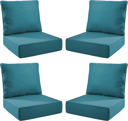 Luxury Outdoor Seat Cushion Set-24 x 24 x 6 Inch Outdoor Chair Cushions with Water Resistant & Removable Cover Outdoor Cushions for Patio Furniture Chair Sofa Couch