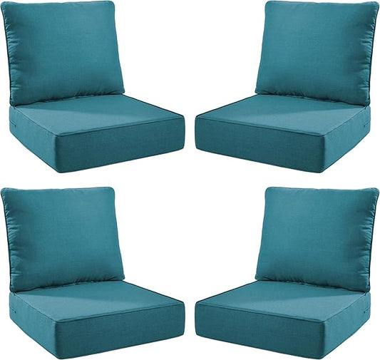 Luxury Outdoor Seat Cushion Set-24 x 24 x 6 Inch Outdoor Chair Cushions with Water Resistant & Removable Cover Outdoor Cushions for Patio Furniture Chair Sofa Couch