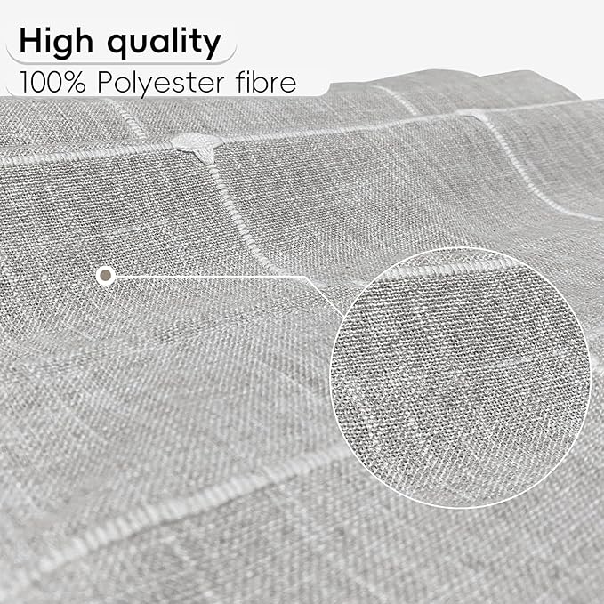 Coffee Table Cloth, Coffee Table Cover with Pockets and Tassel,Grey Grid for Living Room Small Rectangle Tablecloths Washer Dryer Fridge Top Dust Cover,Easy Care Machine Washable