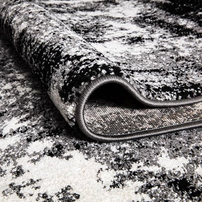 Keen Home Design Area Rugs - 6x9 Non-Shedding, Abstract Rugs for Kitchen, Living Room, Bedroom, Dining Room, Entryway - Size: 5'11" x 9'2", Abstract Black