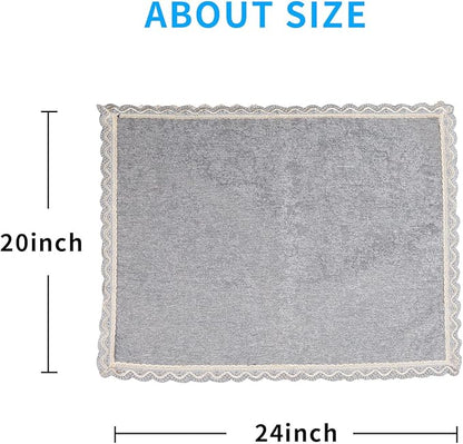 MINJIATEX Couch arm Covers,Non-Slip lace Sofa arm Covers Set of 2 Washable Sofa armrests Covers for Living Room Recliner Chair arm Cover Protectors for Leather Sofa armrest slipcover (GYDF-Grey)