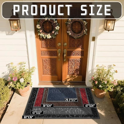 Yimobra Door Mat Outside Entrance 29.5x17, Waterproof Sturdy Outdoor Mats for Front Door, Heavy Duty Non-Slip Doormat for Garage Patio Entryway Indoor, Easy Clean, Grey
