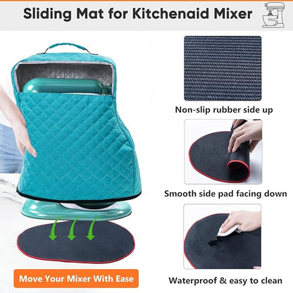 Stand Mixer Cover with Appliance Sliders Compatible with KitchenAd Mixer 6/7/8 Quart with Pockets for Kitchen Ad Accessories and Attachments