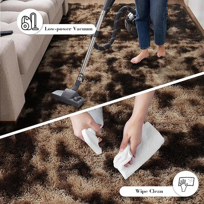 Fluffy Rug Shaggy Area Rug, Mottling Brown 6x9 Area Rugs for Living Room, Large Shag Area Rugs for Bedroom Kids Room Home Decor, Upgrade Anti-Skid Rectangular Fuzzy Rugs