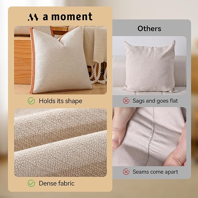 a moment Loop Yarn Linen-Like Pillow Cover Natural Soft Decorative Throw Pillow Case Farmhouse 18x18 Inch, Bohemian Textured Cushion Cover for Sofa Bed, Wrinkle-Resistant Home Decor Orange