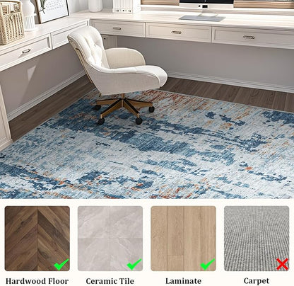 Office Chair Mat for Hardwood Floor, 60"x45" Easy Glide Computer Chair Mat Protector for Rolling Chair Under Desk Rug Nonslip Backing, Machine Wash