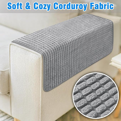Couch Arm Covers, Sofa Arm Covers, Waterproof Armrest Cover for Sofa, Armchair, Loveseat, Headrest Cover, Non-Slip Recliner Arm Cover, Arm Chair Covers Set of 2 (Gray, 19"×19")