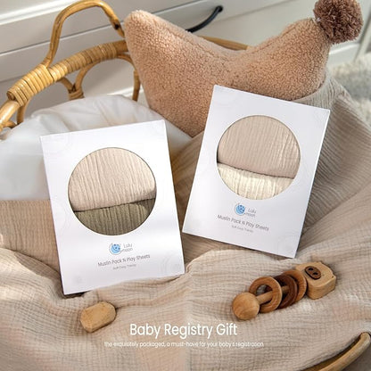 lulumoon Pack N Play Sheets: Soft & Breathable Playard Sheets for Boys and Girls - Fitted for Most Pack N Play and Playard Mattress