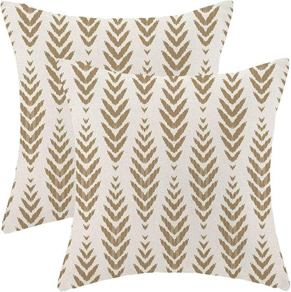 BETGINY Tan Khaki Boho Pillow Covers 20 x 20 Inch Pack of 2, Bohemian Ethnic Herringbone Pattern Decorative Throw Pillow Covers Linen Modern Geometry Farmhouse Outdoor Pillowcase for Sofa Couch Decor
