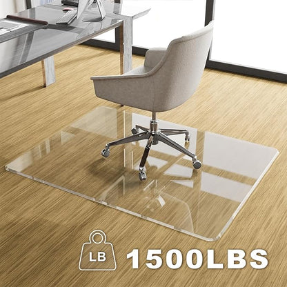 Beveled Edge Office Chair Mat for Carpet or Hardwood Floor 42" x 42" Clear Chair Mats for a Smooth Glide and Easy Roll On/Off, Heavy Duty and Non-Slip Pad Floor Ultimate Desk Chair Mat