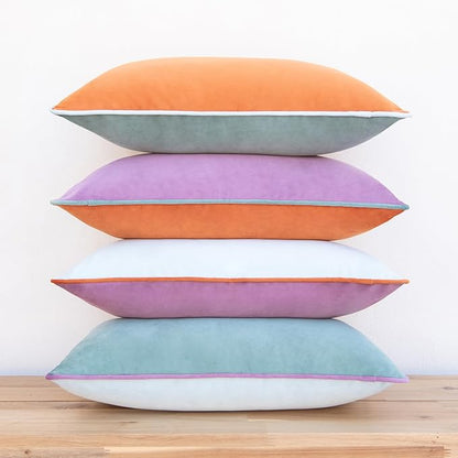 MONDAY MOOSE Decorative Throw Pillow Covers Cushion Cases, Set of 4 Soft Velvet Modern Double-Sided Designs, Mix and Match for Home Decor, Pillow Inserts Not Included (12x20 inch, Purple/Teal)