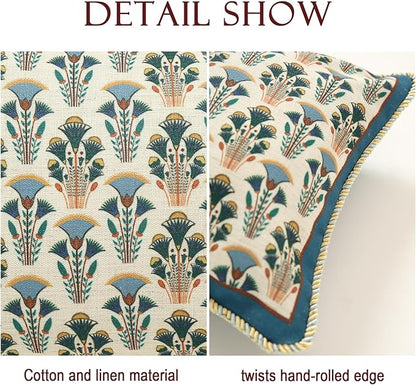 patdrea Designer Rectangle Throw Pillow Covers,Rustic Vintage Blue Linen with Floral Pattern Pillow Cover,Decorative Lumbar Pillowcases Cushion for Bed Living Room Outdoor Car,12"x20"