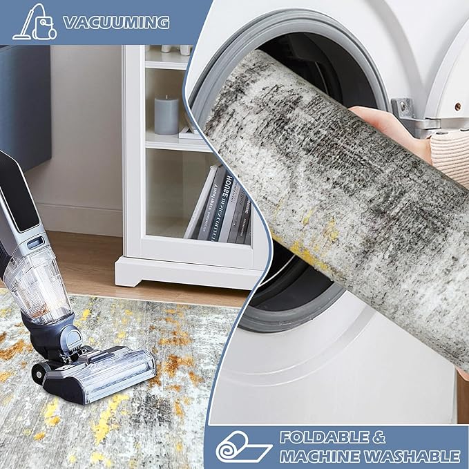 Runner Rug Washable 2x56 FT, Non Slip Rubber Backing Abstract Carpet, Soft Area Rugs for Bedroom Kitchen Hallway Entryway Bathroom, Customized