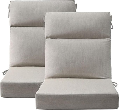 Sunbrella Outdoor Separate High Back Cushion Seat Pads, 2-Pack 44 x 21 Inch Water-Repellent & Fade-Resistant Patio Furniture Cushions with Ties for Adirondack, Rocking Chairs, Specrtum Pebble