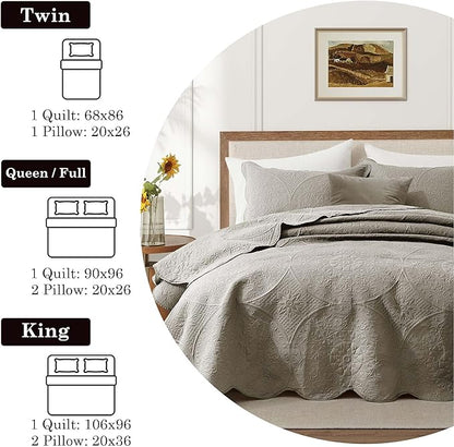 IR Imperial Rooms 10 Pack Twin Quilt Bedding Set (68" x 86") - Bulk Wholesale for Hotels, Guest Bedroom & Airbnbs - Lightweight Microfiber Reversible Floral Embossed Quilts Bedspreads (Beige)