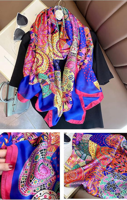 Fashion Scarves Scarf 100% Silk Feeling Scarf Silk Like Scarves Long Lightweight Sunscreen Shawls for Women