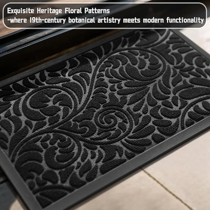 Yimobra Large Door Mat Outside Entrance 47x32, Waterproof Sturdy Outdoor Mats for Front Door, Heavy Duty Non-Slip Doormat for Garage Patio Entryway Indoor, Easy Clean, Black