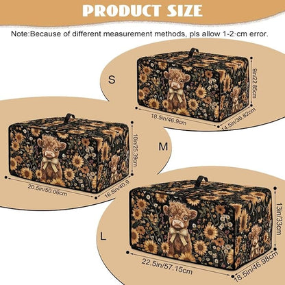 Cute Highland Cattle Print Toaster Oven Cover Heavy Duty Microwave Oven Dust Cover Sunflower Daisy Print Dust-Proof Universal Kitchen Machine Covers Suitable for Most Microwave Ovens, M