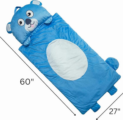 Kid's Nap Buddies Character Preschool Nap Mat, Toddler Sleeping Bag with Pillow for Daycare, Ages 3+