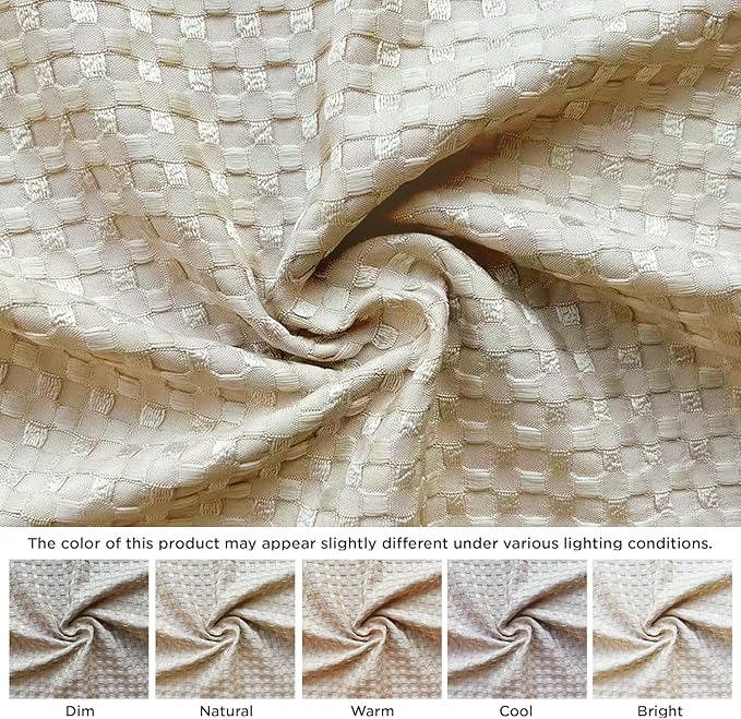 MIYE Pleated Waffle Weave Bed Skirt, Tailored Dust Ruffle 14 Inch Drop Easy Fit, Machine Washable,No Split Corners (Beige, Twin - 14" Drop)