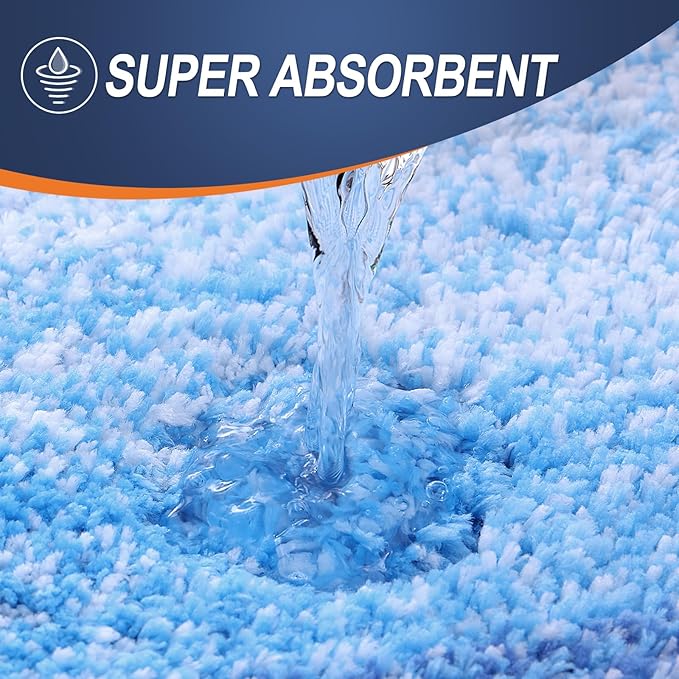 OLANLY Bathroom Runner Rugs 47x20, Extra Soft Absorbent Microfiber Bath Rugs, Rubber Backing, Quick Dry, Washable Bath Mats for Bathroom Floor, Tub and Shower, Home Decor Accessories, Light Royal Blue