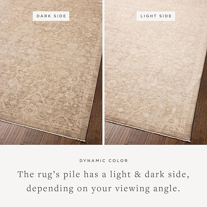Loloi Chris Loves Julia Palma Collection PLM-01 Bark/Natural 6'-3" x 9'-6" Area Rug Vintage Style Boho Living Room Bedroom Carpet