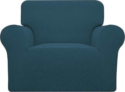 Easy-Going Stretch Chair Sofa Slipcover 1-Piece Couch Sofa Cover Furniture Protector Soft with Elastic Bottom for Kids, Pet. Spandex Jacquard Fabric Small Checks (Chair, Deep Teal)