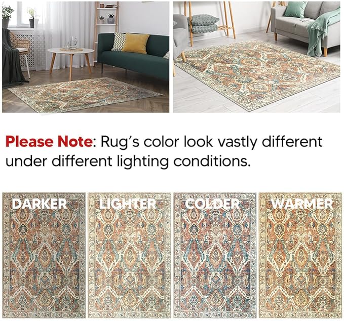 Keen Home Design 2x3 Rug - Machine Washable Entry Rug with Non-Slip Backing, Ideal for Enteryway, Kitchen, Bathroom, Laundry Room - Vintage, Easy Clean, Durable, Low Pile Rug - (2' x 3')