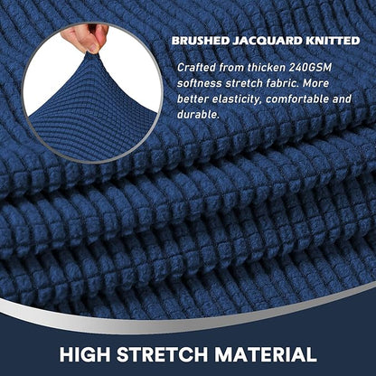 Stretch Sofa Arm Covers Spandex Jacquard Anti-Slip Couch Arm Covers with Sticker Furniture Armrest Protector for Sofa Couch Chair Recliner, Set of 2, Navy