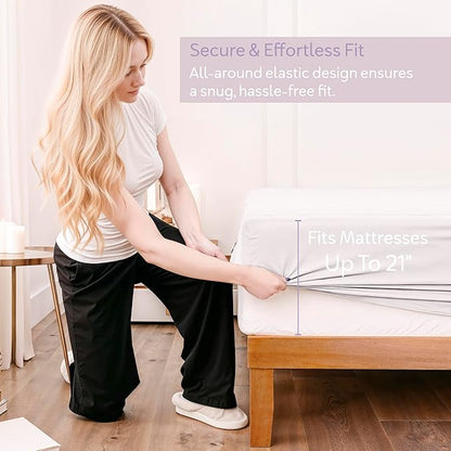 Hearth & Harbor California King Size Quilted Fitted Mattress Pad Cover, 100% Waterproof Mattress Protectors, Deep Pocket Fitted Mattress Cover 8" - 21" (72" x 84", White)