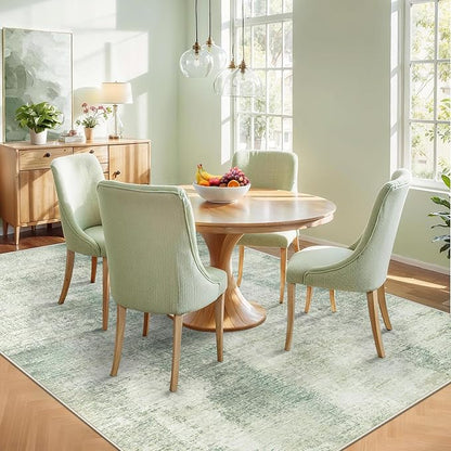 6x9 Area Rugs for Living Room: Washable Rug Modern Abstract Neutral Soft Rugs Non-Slip Low-Pile Indoor Floor Carpet for Bedroom Dining Room Kitchen (Green, 6'x9')