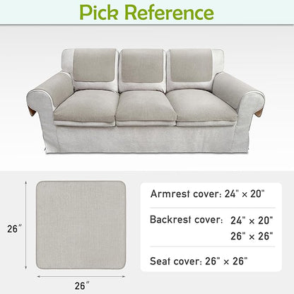 Couch Arm Covers, Sofa Arm Covers, Waterproof Armrest Covers for Sofa, Armchair, Loveseat, Non-Slip Recliner Arm Covers, Sofa Headrest Covers, Arm Chair Covers Set of 2 (Light Gray, 26"×26")