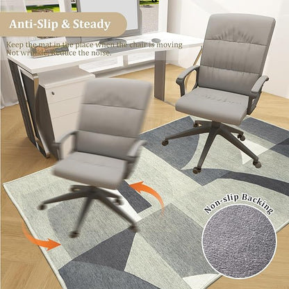 Office Chair Mat for Hardwood Floor, 48"x36" Easy Glide Computer Desk Mat Protector for Rolling Chair Under Desk Rug Nonslip Backing, Machine Wash (Modern)