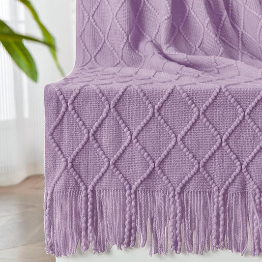 inhand Knitted Throw Blanket for Couch and Bed, Soft Living Room Home Decor Knitted Blanket with Tassel, Outdoor Lightweight Breathable Summer Blanket, Farmhouse Warm Woven Decorative, 50"x60"
